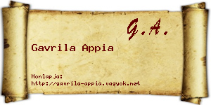 Gavrila Appia névjegykártya